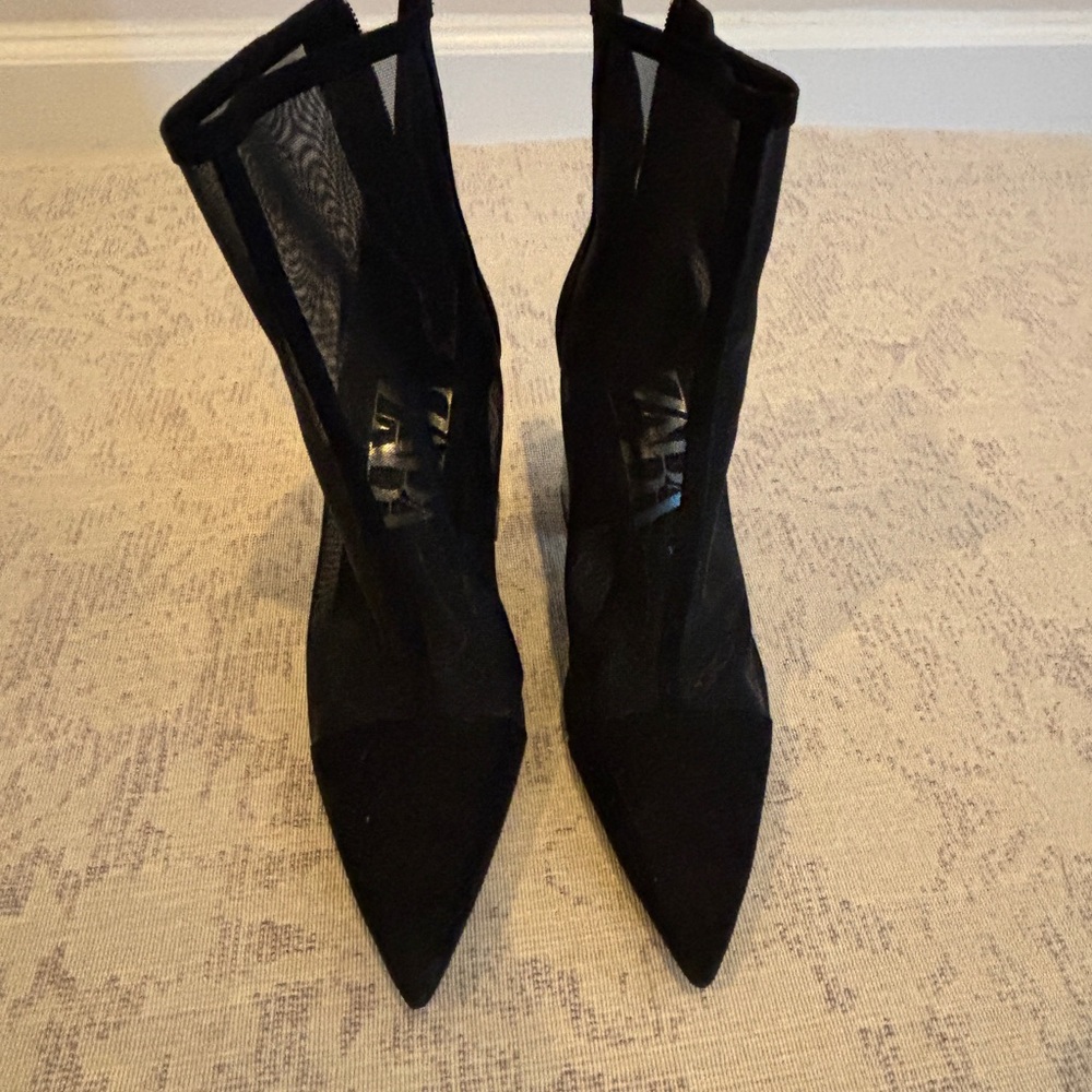Zara Black Mesh Heeled Boots